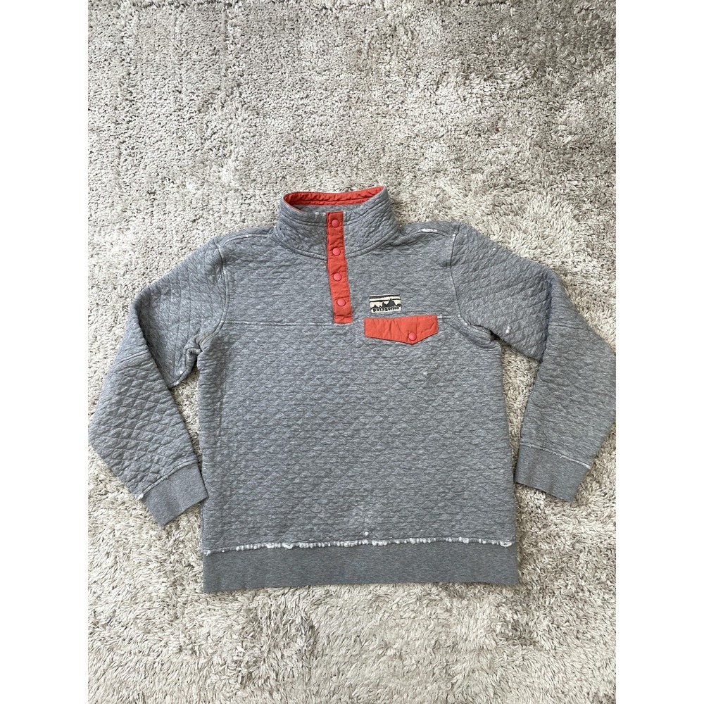 Patagonia Pullover Womens Small Gray Organic Cotton Quilted Snap-T Quarter Snap